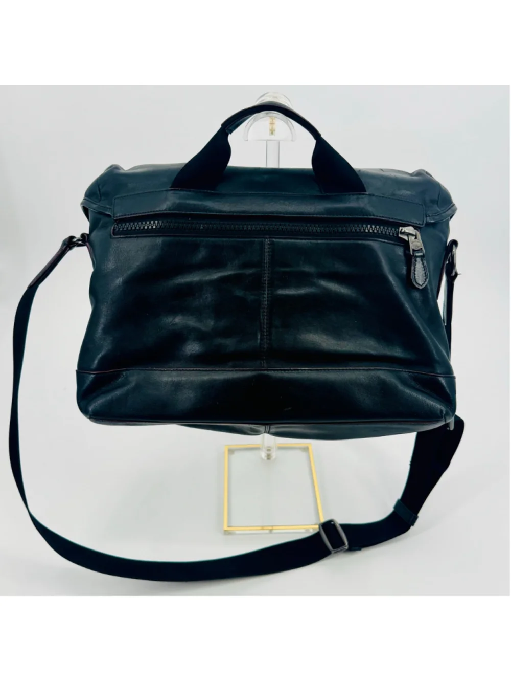 Men's Coach F79902 Ranger Calf Leather Messenger Bag, Black